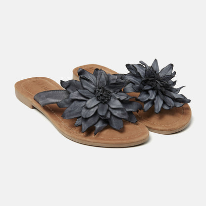 Daisy Leren Dames Slippers Black