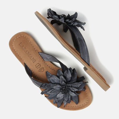 Daisy Leren Dames Slippers Black