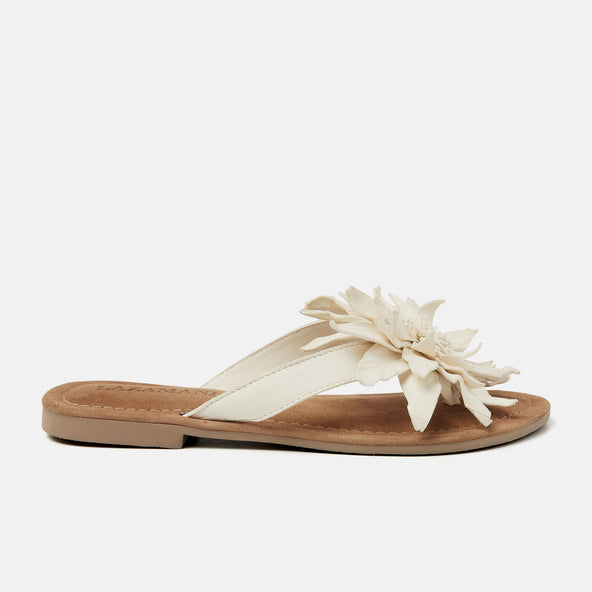 Daisy Leren Dames Slippers Off-White