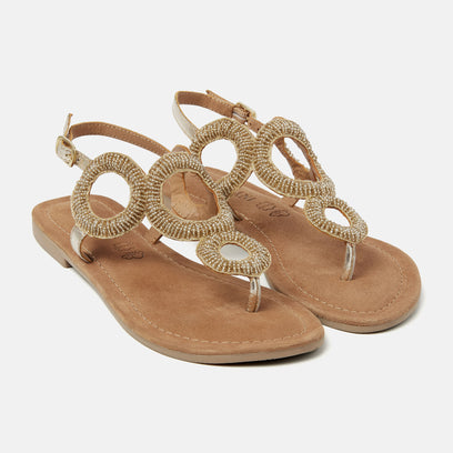 Gita Leren Dames Sandalen Gold