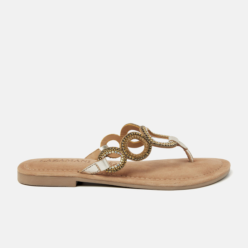 Arielle Leren Dames Slippers Gold