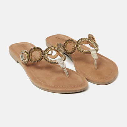 Arielle Leren Dames Slippers Gold