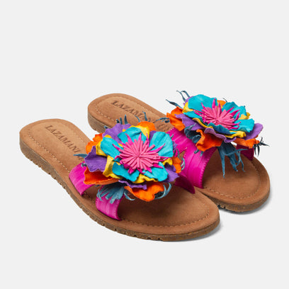 Zinnia Dames Slippers Leer Fuxia