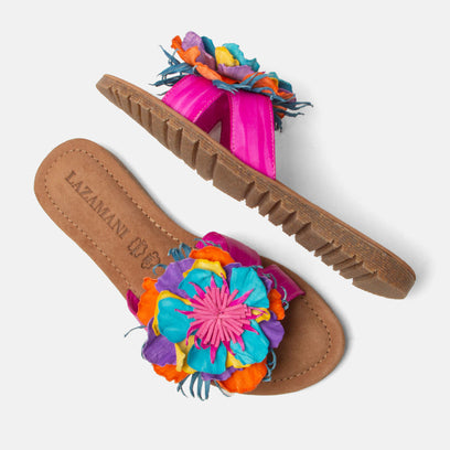 Zinnia Dames Slippers Leer Fuxia