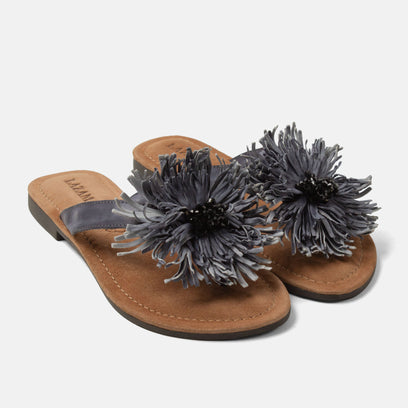 Roza Dames Teenslippers Leer Black