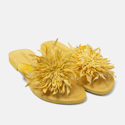Cynthia Dames Teenslippers Leer Yellow