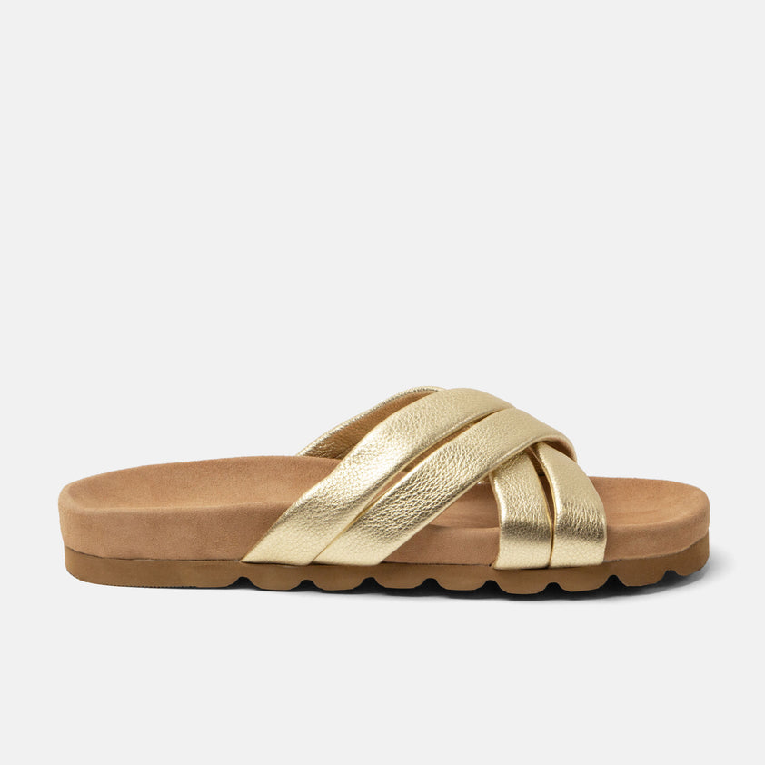 Lee Dames Slippers Leer Gold