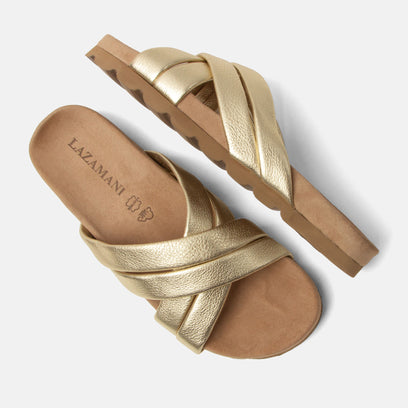 Lee Dames Slippers Leer Gold