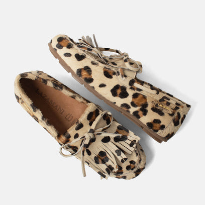 Billy Dames Mocassins Leer Leopard