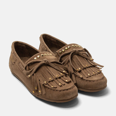 Belle Dames Mocassins Suede Khaki