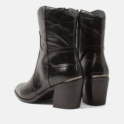 Ot Dames Enkellaarsjes Leer Black