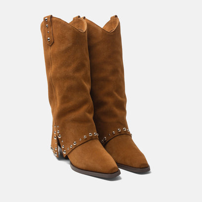 Jane Dames Laarzen Suede Cognac