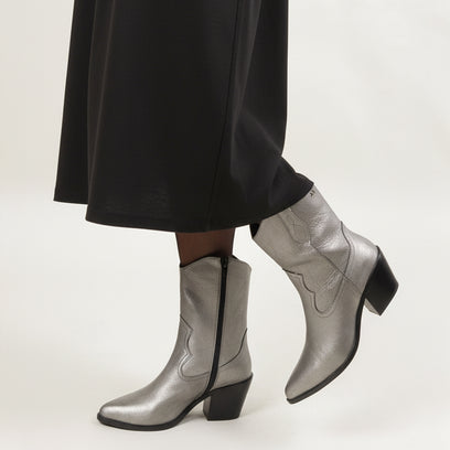 Lu Dames Cowboy Laarzen Leer Silver