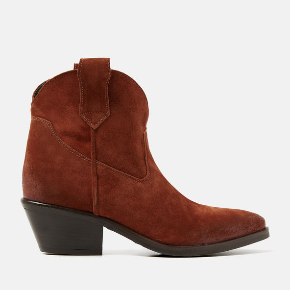 Gigi Dames Enkellaarsjes Suede Rust