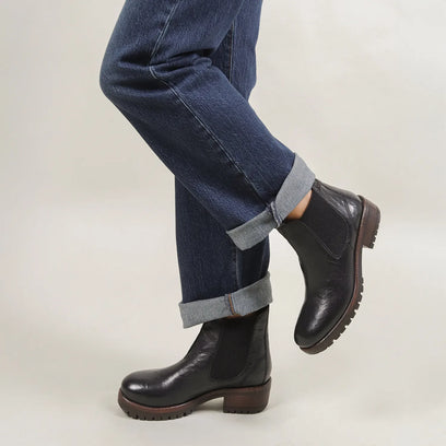 Ria Dames Chelsea Boots Leer Black