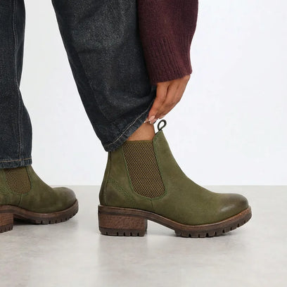 Lia Dames Chelsea Boots Leer Green