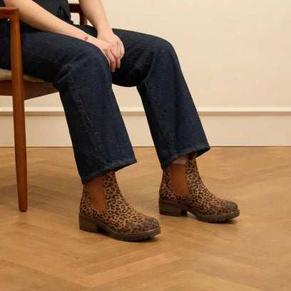 Mia Dames Chelsea Boots Suede Tan/Leo