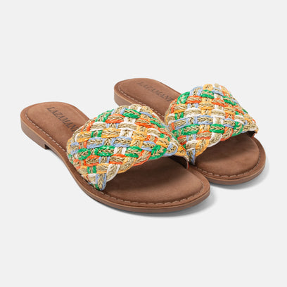 Zita Dames Slippers Raffia Multi