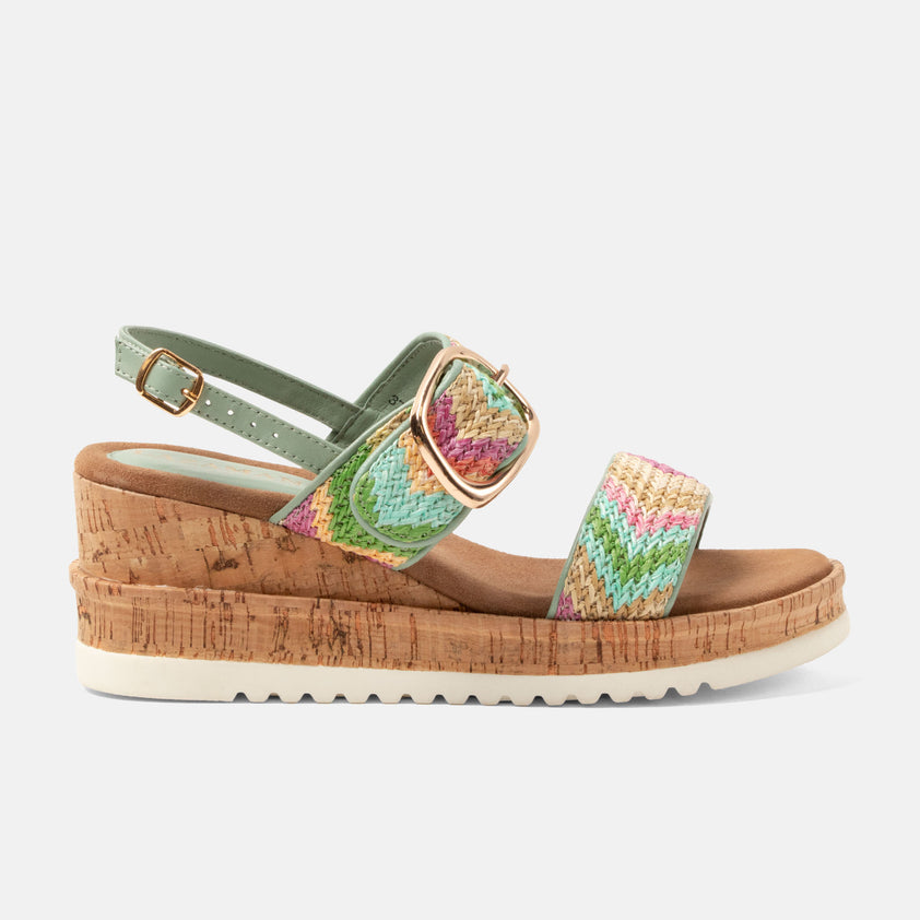 Carla Dames Sandalen Raffia Green