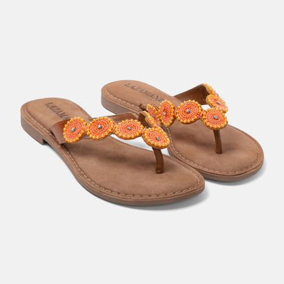 Luna Dames Slippers Leer Apricot