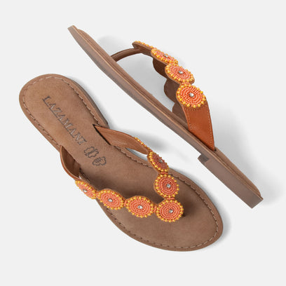 Luna Dames Slippers Leer Apricot