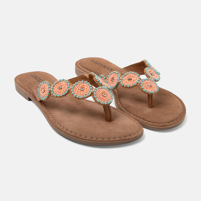 Luna Dames Slippers Leer Peach