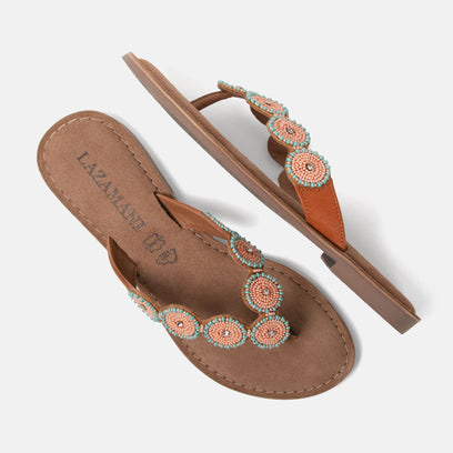 Luna Dames Slippers Leer Peach