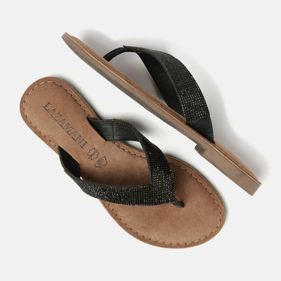 Ilja Leren Dames Slippers Black