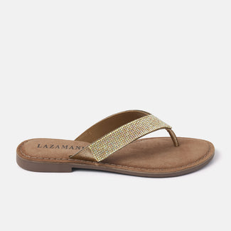 Ilja Leren Dames Slippers Gold