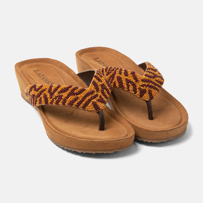 Liv Dames Teenslippers Leer Brown