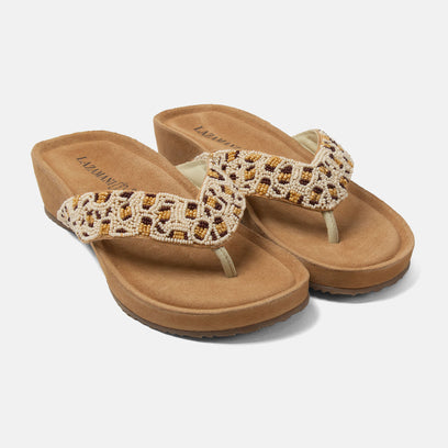 Liv Dames Teenslippers Leer Offwhite