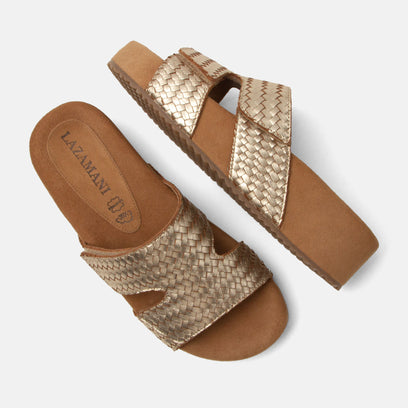 Mille Dames Slippers Leer Gold