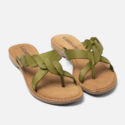 Avi Dames Teenslippers Leer Green