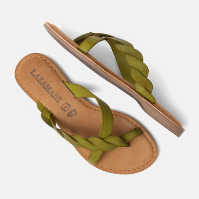 Avi Dames Teenslippers Leer Green