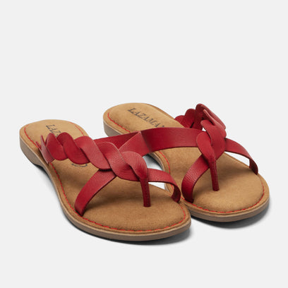 Avi Dames Teenslippers Leer Red