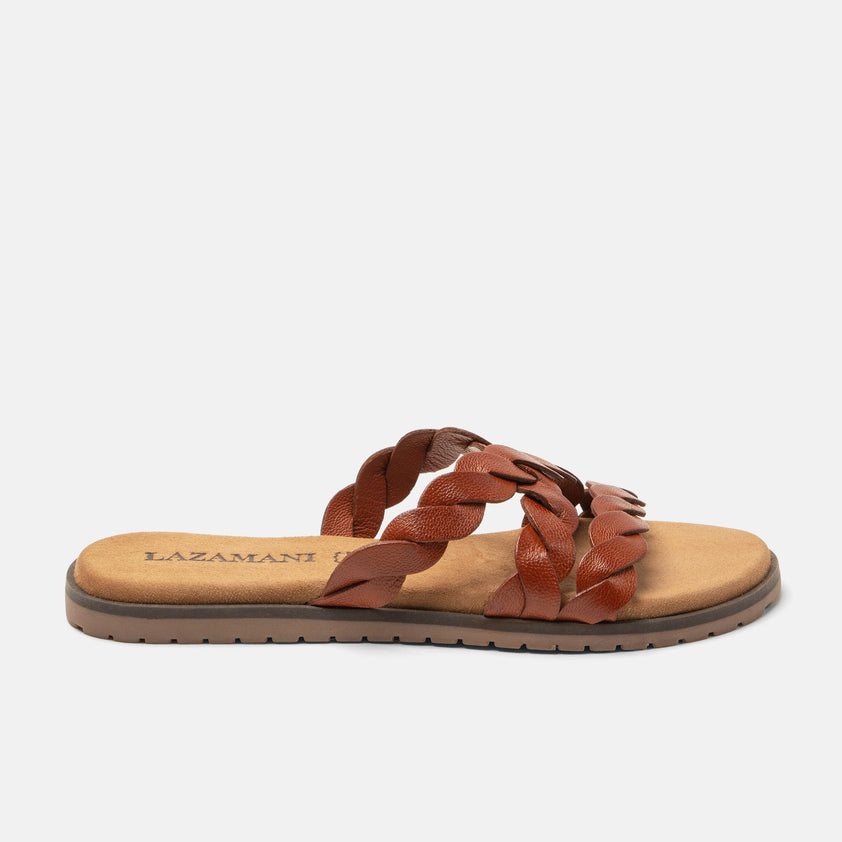 Edsi Dames Slippers Leer Tan