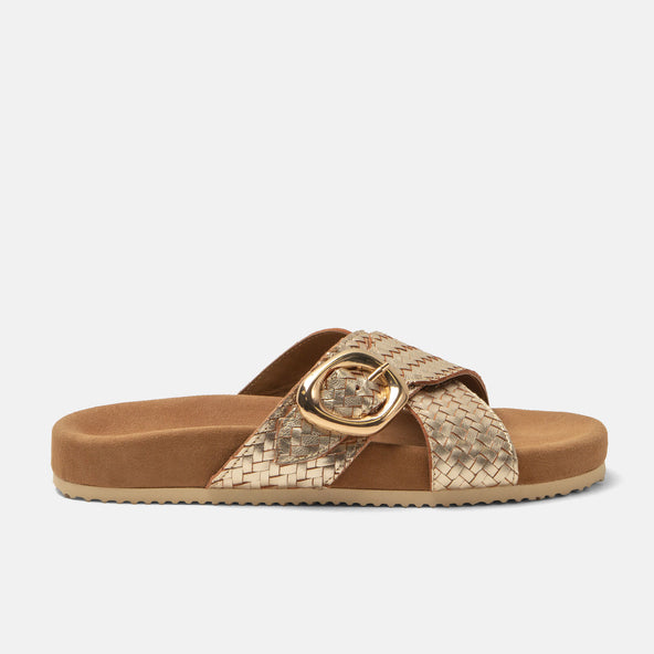 Kaja Dames Slippers Leer Gold