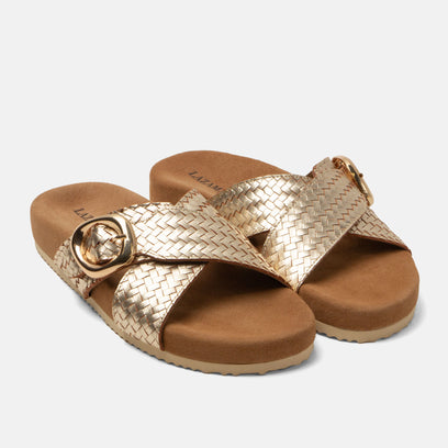Kaja Dames Slippers Leer Gold