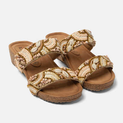 Dagmar Dames Slippers Leer Beige