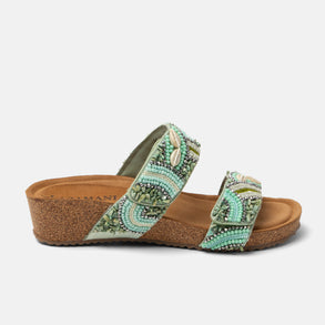 Dagmar Dames Slippers Leer Mint