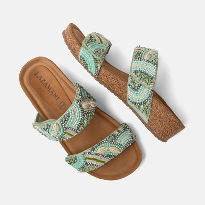 Dagmar Dames Slippers Leer Mint