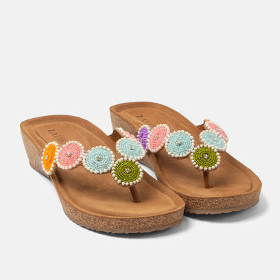 Mare Dames Teenslippers Leer Multi