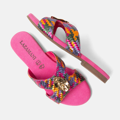Hailey Dames Slippers Leer Fuxia