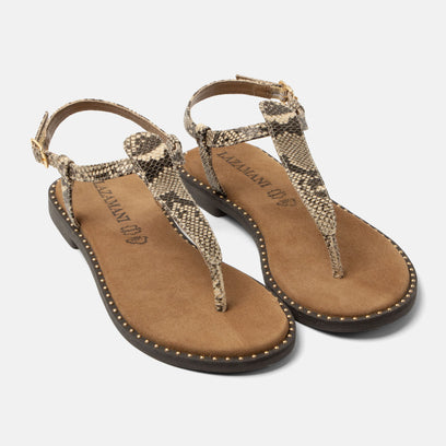 Ayla Dames Sandalen Leer Beige