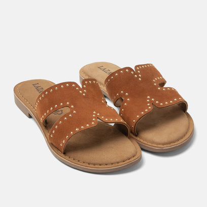 Lina Dames Slippers Suede Tan