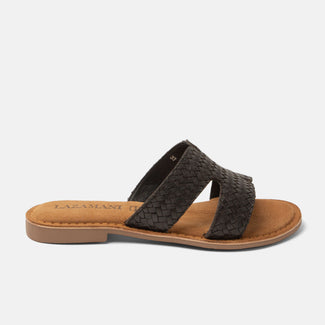 Puck Dames Slippers Leer Black