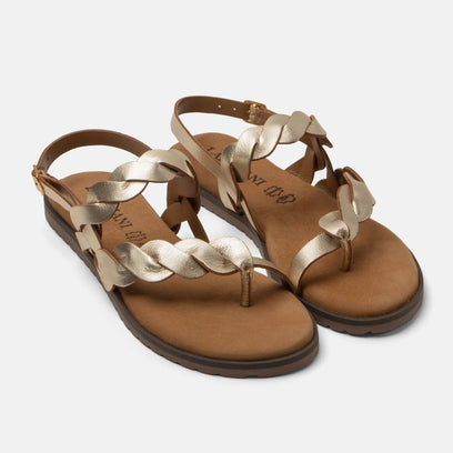 Jona Dames Sandalen Leer Gold