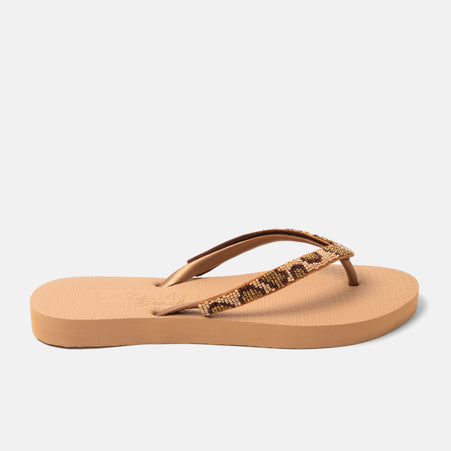 Lanzarote Beach Dames Slippers Leopard Brown