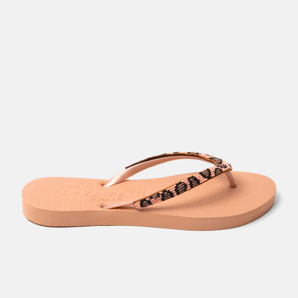 Lanzarote Beach Dames Slippers Leopard Peach