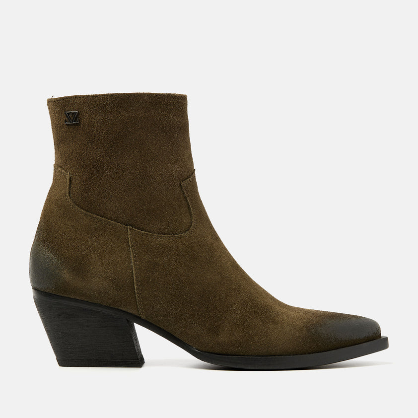 Alix Dames Enkellaarsjes Suede Khaki